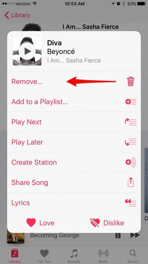 Вы можете вернуть песню в любое время, выполнив поиск в Apple Music и повторно добавив ее в свою библиотеку