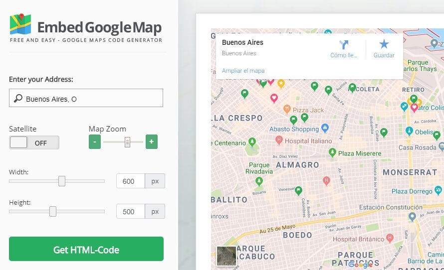 Он позволяет вам искать адреса с помощью интерфейса Google Maps по умолчанию и настраивать размер и уровень масштабирования, которые вы хотите использовать на своих картах: