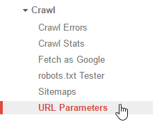 Выберите «Параметры URL» в разделе «Сканирование» в консоли поиска: